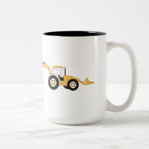 Taza Bicolor Camión de construcción Backhoe