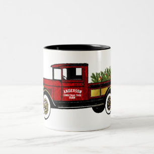 Taza Bicolor Camión de época tu granja de árboles de Navidad