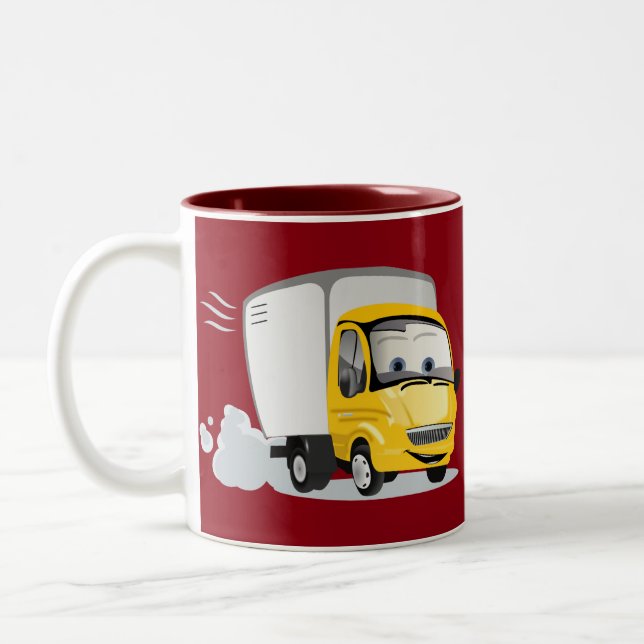 Taza Bicolor ¡Camión de Personalizado Amarillo para niños! (Izquierda)