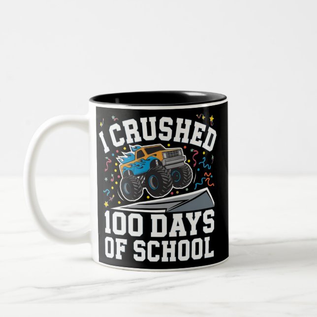 Taza Bicolor Camión monstruo 100 días de escuela 100º día de es (Izquierda)