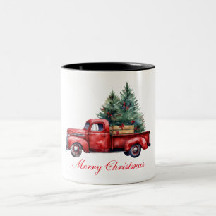Taza Bicolor Camión navidad con árbol2
