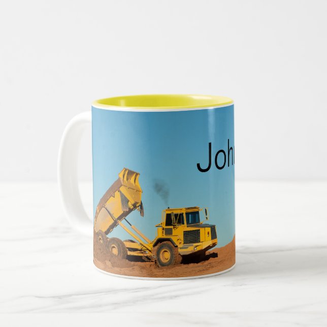 Taza Bicolor Camión volquete personalizado (Anverso izquierdo)
