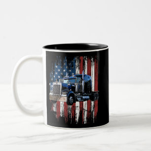 Taza Bicolor Camionero Conductor De Camión De Bandera Estadouni