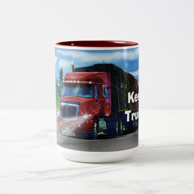 Taza Bicolor Camioneros Big Rig Cargo Coffee Mug (Centro)
