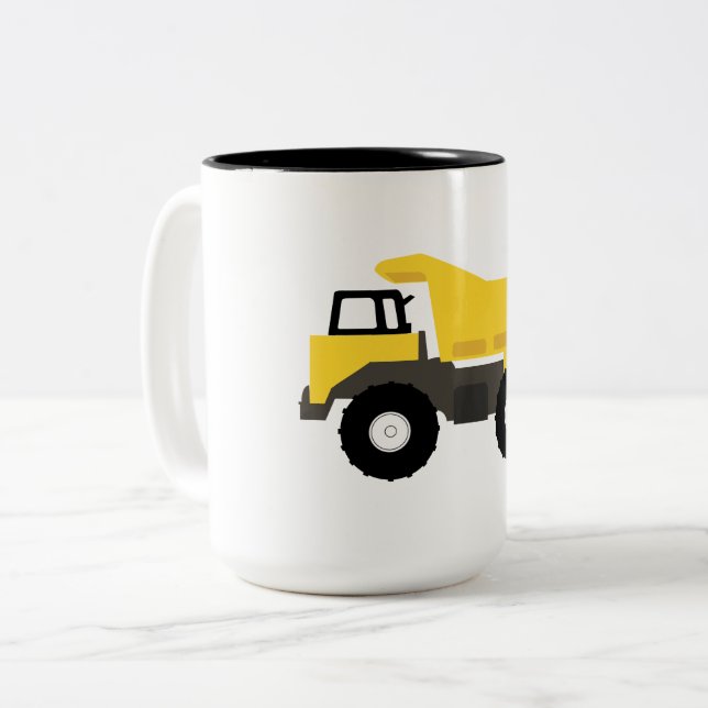 Taza Bicolor Camiones de construcción de camiones volcados (Anverso izquierdo)
