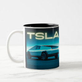 Taza Bicolor Camioneta Eléctrica Futurista