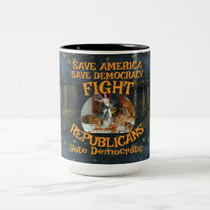 TAZA BICOLOR CAMISA DE VOTO DEL PARTIDO DEMÓCRATA ZL X1 KP COST