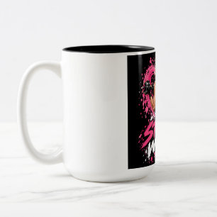 Taza Bicolor Camiseta artística para mujer con ángel y dos quer