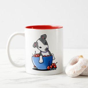 Taza Bicolor Camiseta de cachorro Pitbull KiniArt