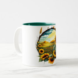 Taza Bicolor camiseta de campo de girasol vibrante