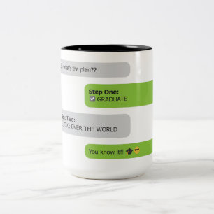 Taza Bicolor Camiseta de chat del plan de graduación