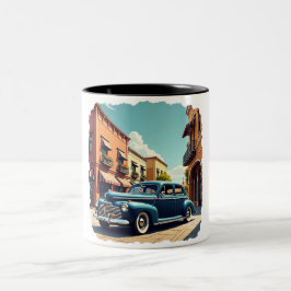 Taza Bicolor Camiseta de Coche Clásico Retro de los 40