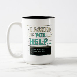 Taza Bicolor Camiseta de humor de IA divertida 'Pedi ayuda'