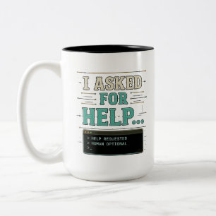 Taza Bicolor Camiseta de humor de IA divertida 'Pedí ayuda'
