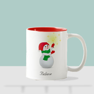 Taza Bicolor Camiseta de muñeco de nieve de Navidad