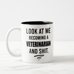 Taza Bicolor Camiseta de veterinario Regalo divertido de gradua