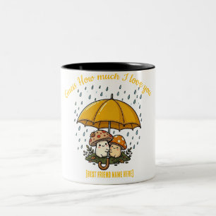 Taza Bicolor Camiseta del Día del Mejor Amigo: Cute Mushroom Um