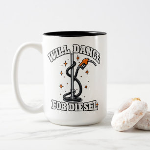 Taza Bicolor Camiseta divertida de camionero 'Bailaré por Diese