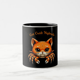Taza Bicolor Camiseta divertida de gato cangrejo criatura linda