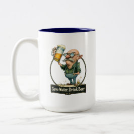 Taza Bicolor Camiseta divertida vintage de 'Ahorra agua, bebe c