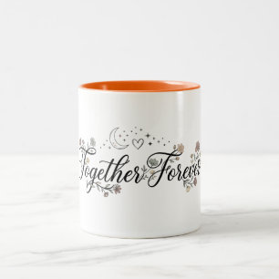 Taza Bicolor Camiseta Floral Luna y Estrellas Juntos Por Siempr