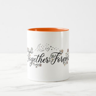 Taza Bicolor Camiseta Floral Luna y Estrellas Juntos Por Siempr