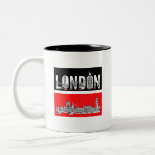 TAZA BICOLOR CAMISETA LONDRES DISEÑADOR DE MODA NUEVA