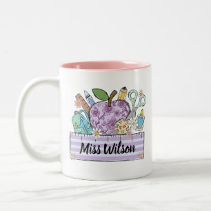 Taza Bicolor Camiseta Personalizada para Maestros   Nombre de M