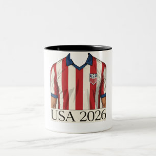 Taza Bicolor Camiseta Retro USA Fútbol Estilo Patriótico Rojo B