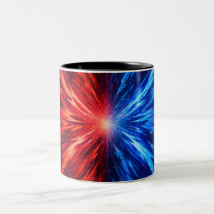 Taza Bicolor camiseta roja azul, camiseta de explosión abstract