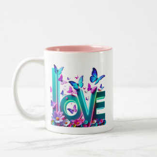 Taza Bicolor Camiseta Vibrant Love and Butterflies – Colorful F