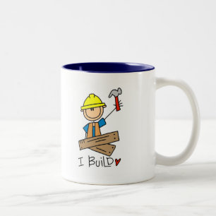 Taza Bicolor Camisetas de carpintero con figuras de palitos que