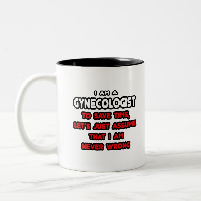 Taza Bicolor Camisetas ginecólogas divertidas (Izquierda)