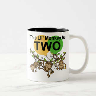 Taza Bicolor Camisetas y regalos de 2º cumpleaños de monos que