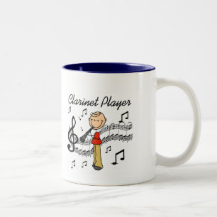 Taza Bicolor Camisetas y regalos de clarinetista con figura de