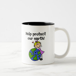 Taza Bicolor Camisetas y regalos de Girl Protect Our Earth