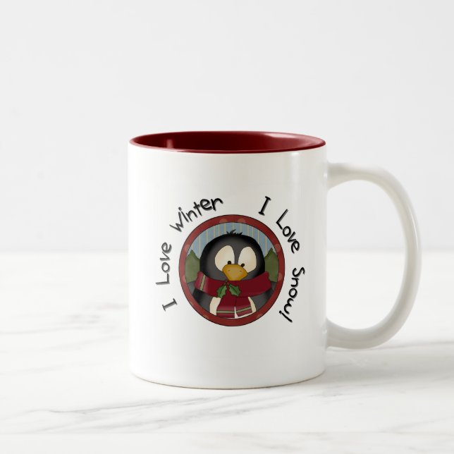 Taza Bicolor Camisetas y regalos de invierno pingüino (Derecha)