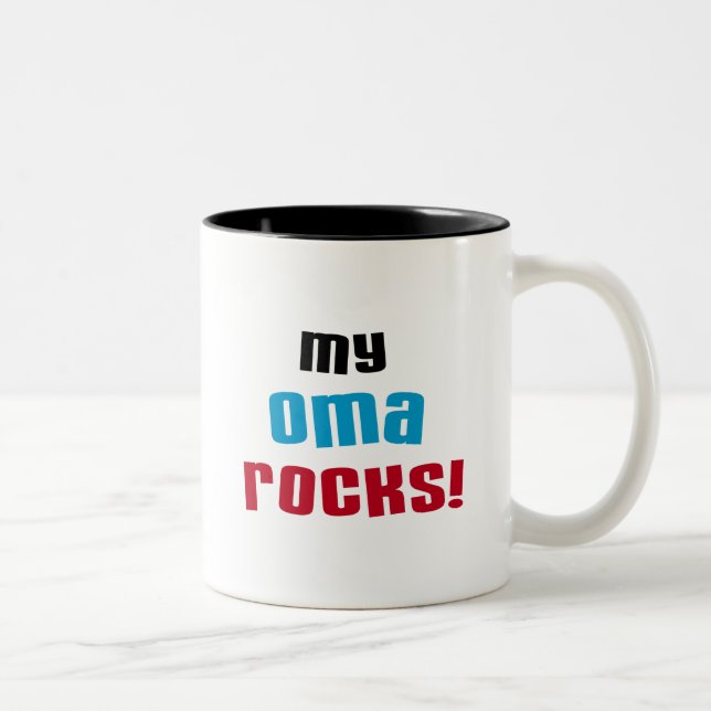Taza Bicolor Camisetas y regalos de My Oma Rocks (Derecha)