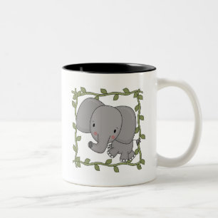 Taza Bicolor Camisetas y regalos del elefante del bebé