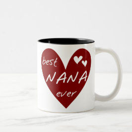 Taza Bicolor Camisetas y regalos del mejor corazón rojo de Nana