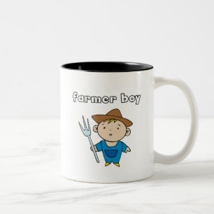 Taza Bicolor Camisetas y regalos del muchacho del granjero