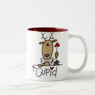 Taza Bicolor Camisetas y regalos del navidad del reno del Cupid