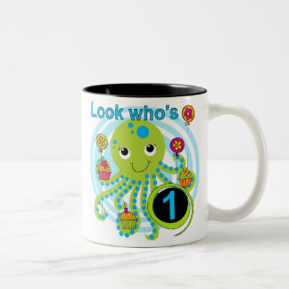 Taza Bicolor Camisetas y regalos Octopus de primer cumpleaños