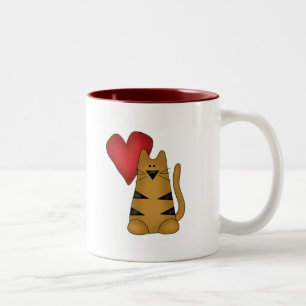 Taza Bicolor Camisetas y regalos para el corazón y el gato a ra