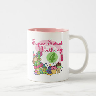 Taza Bicolor Camisetas y regalos para el cuarto cumpleaños