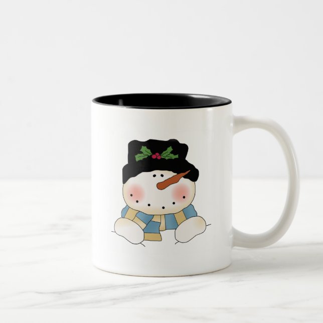 Taza Bicolor Camisetas y regalos sonrientes de Snowman (Derecha)