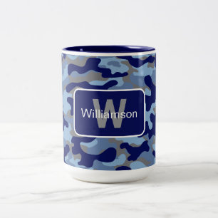 Taza Bicolor Camo azul con personalización