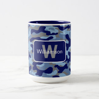 Taza Bicolor Camo azul con personalización  