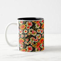 Taza Bicolor Camomiles en flor - Patrón floral 3 - Café Mug