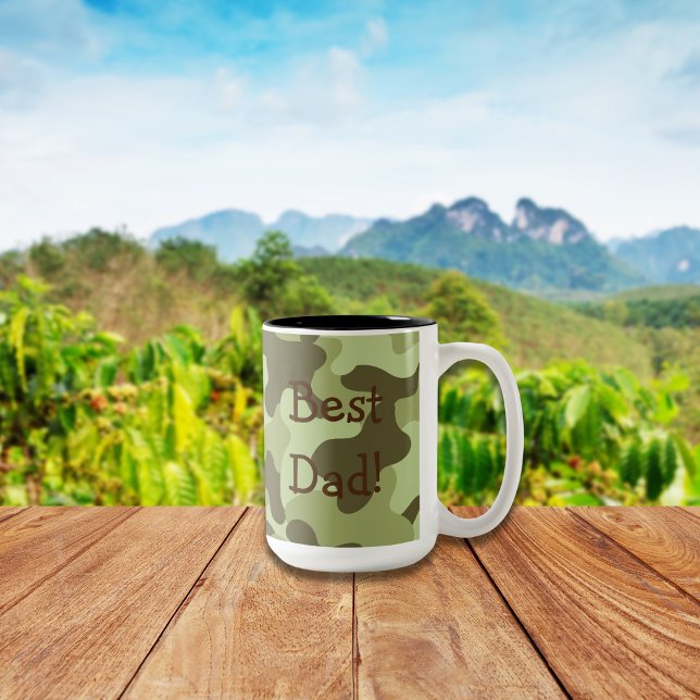 Taza Bicolor Camouflage Mug, el día del padre personalizado (Best dad Coffee Mug)